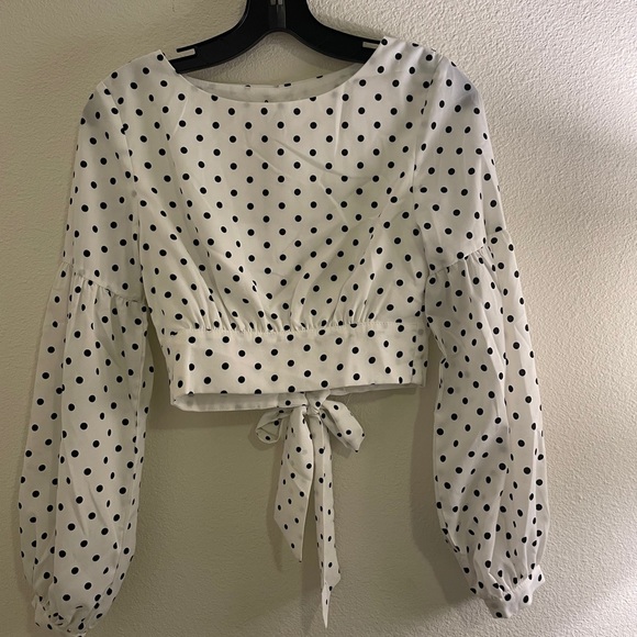 Yasmin Polka Dot Tie Back Crop Top - Picture 9 of 13